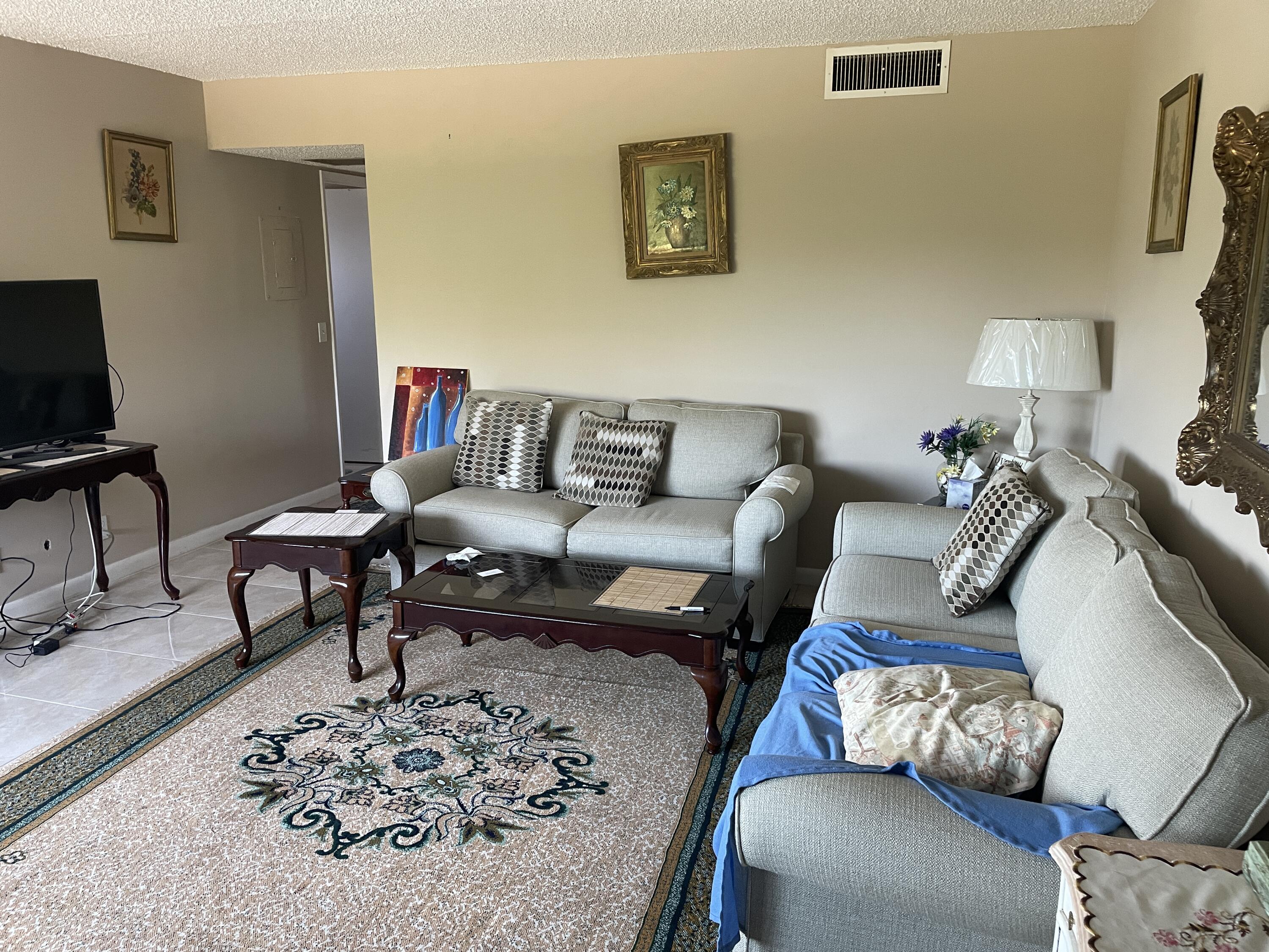 3300 Springdale Boulevard, Unit 201 Palm Springs, FL 33461 - Photo 9 of 49 a living room with furniture lamp and rug