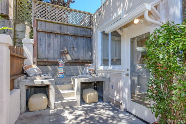 a outdoor space with sitting area