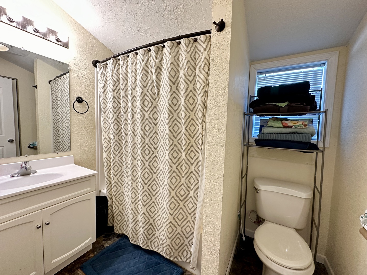 520 Maple Street Weldon, IL 61882 - Photo 7 of 11 a en suite bathroom with a sink a toilet and shower curtain