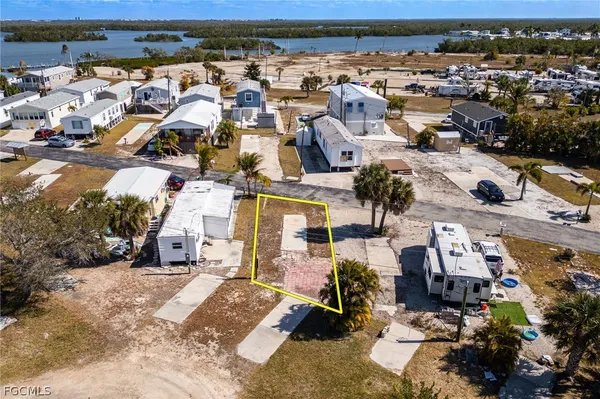an aerial view of a parking