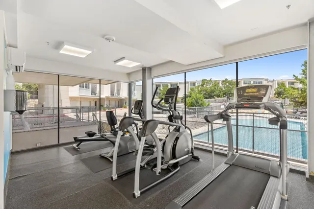 a view of a room with gym equipment