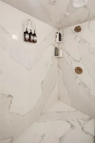 a bathroom with a bathtub