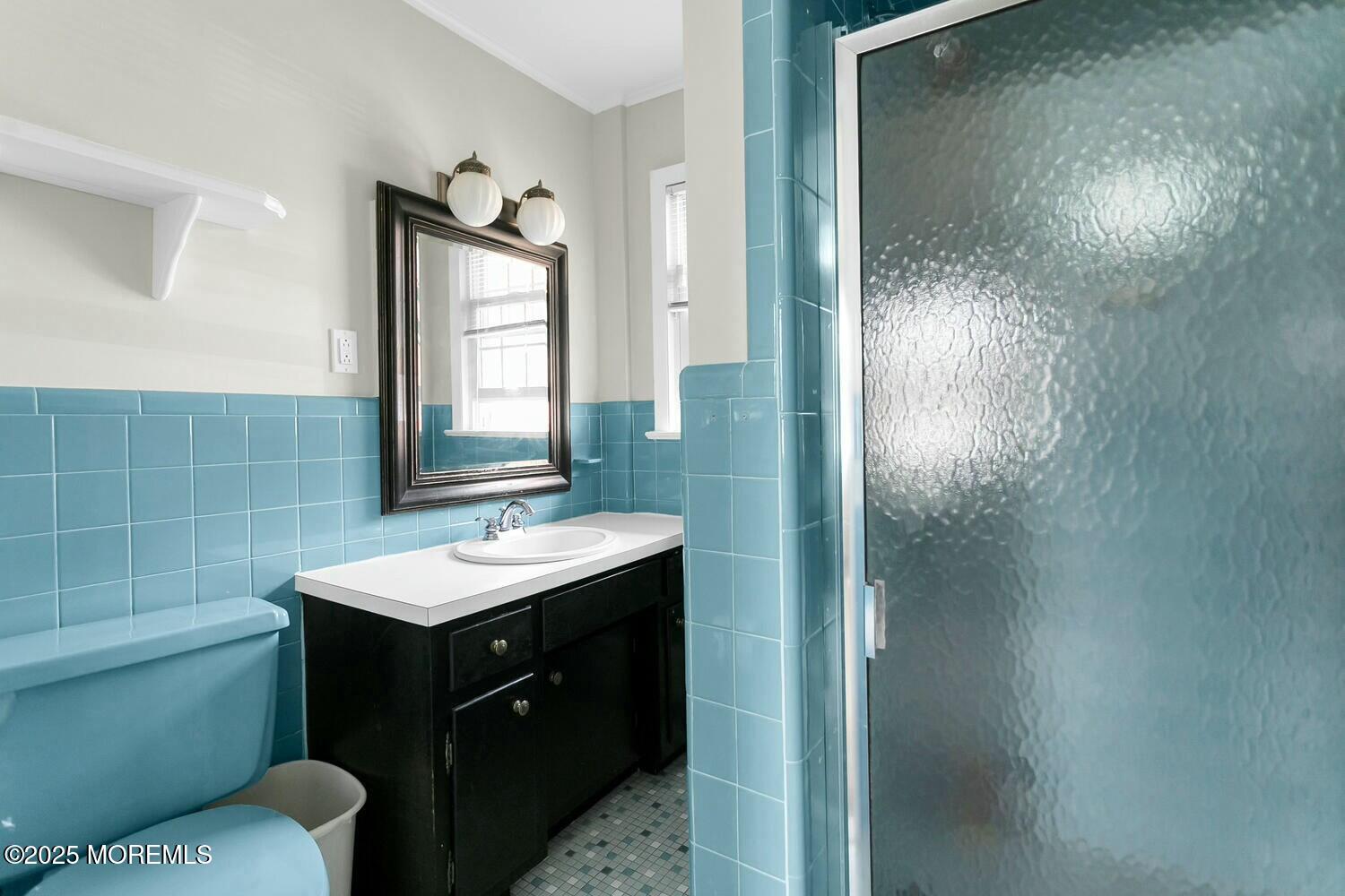 21 Judith Road Little Silver, NJ 07739 - Photo 17 of 48 a bathroom with a granite countertop sink toilet and mirror