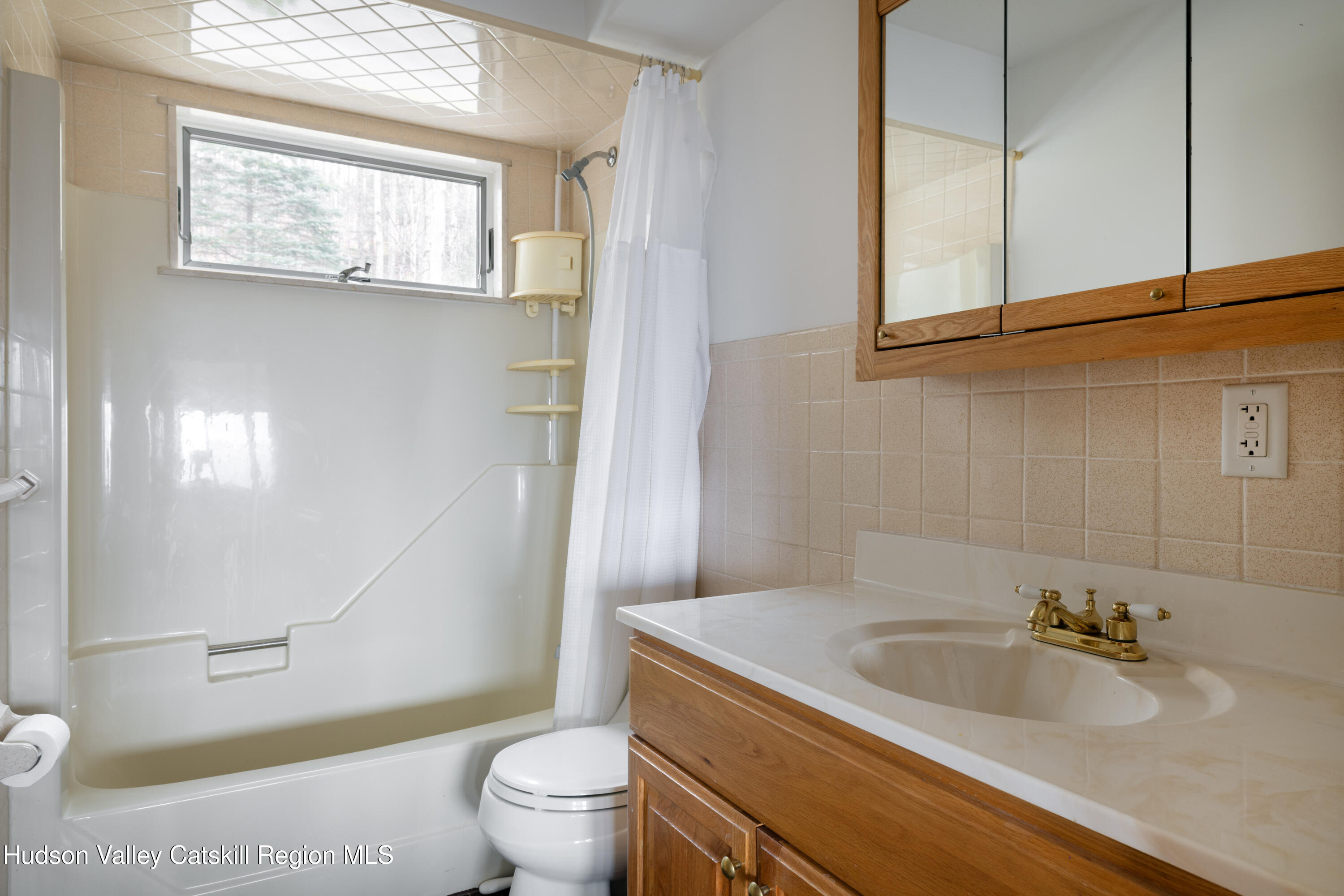 51 Barnum Road Windham, NY 12454 - Photo 25 of 41 a bathroom with a granite countertop sink toilet and mirror