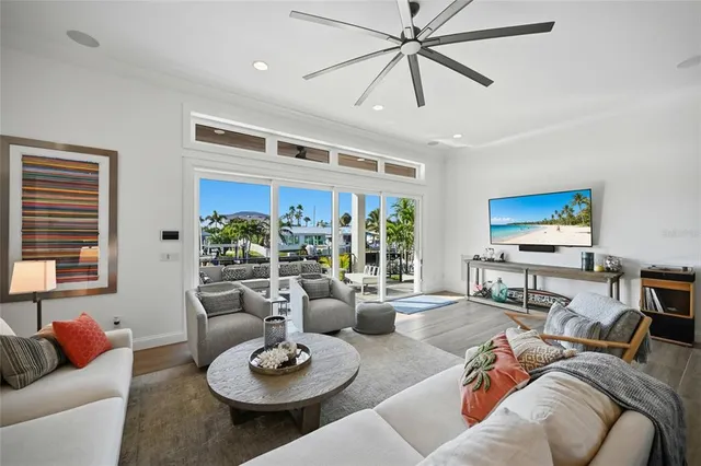 a kitchen with a refrigerator and cabinets