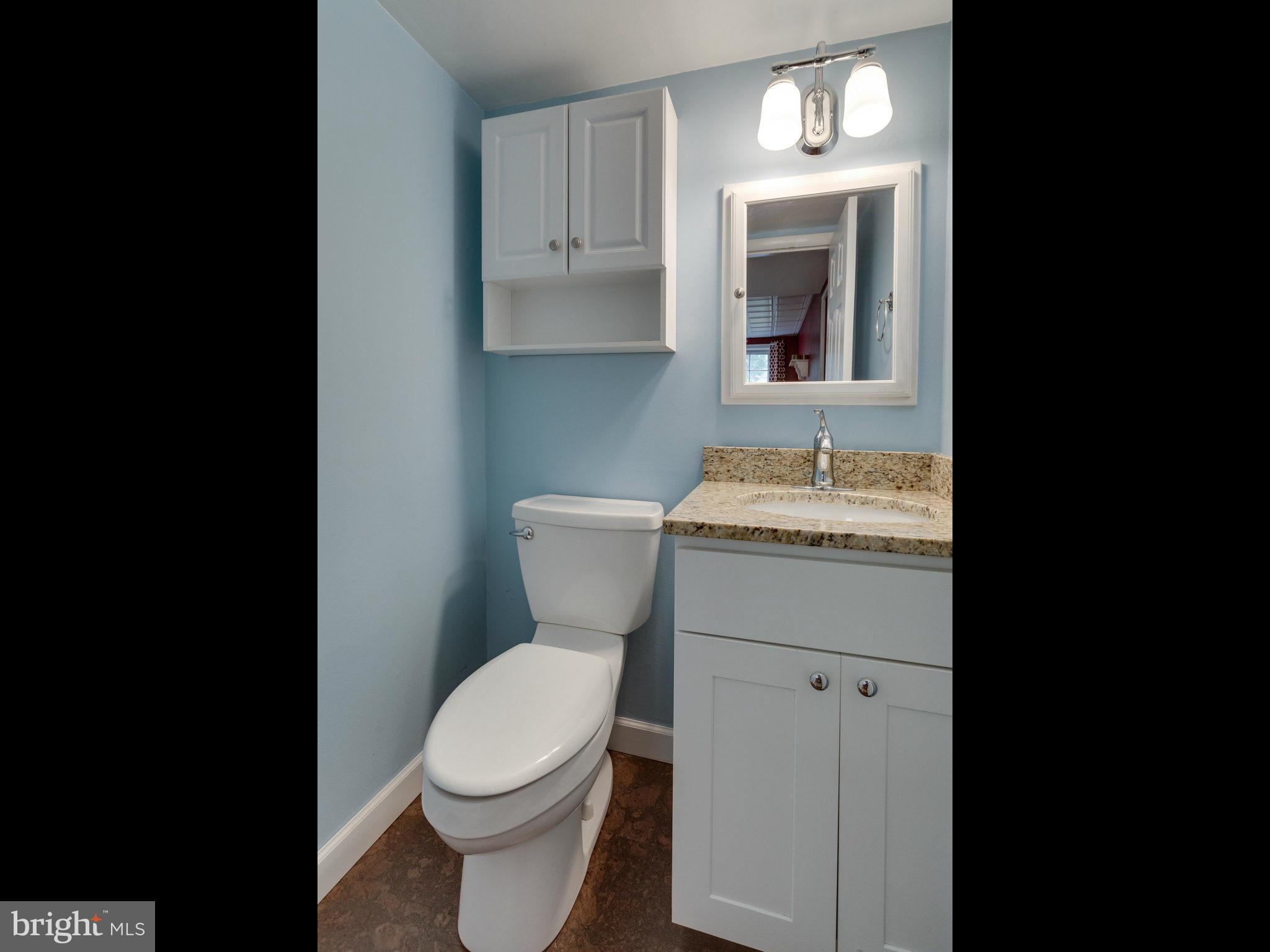 10022 Ranger Road Fairfax, VA 22030 - Photo 24 of 30 a bathroom with a granite countertop toilet sink and mirror