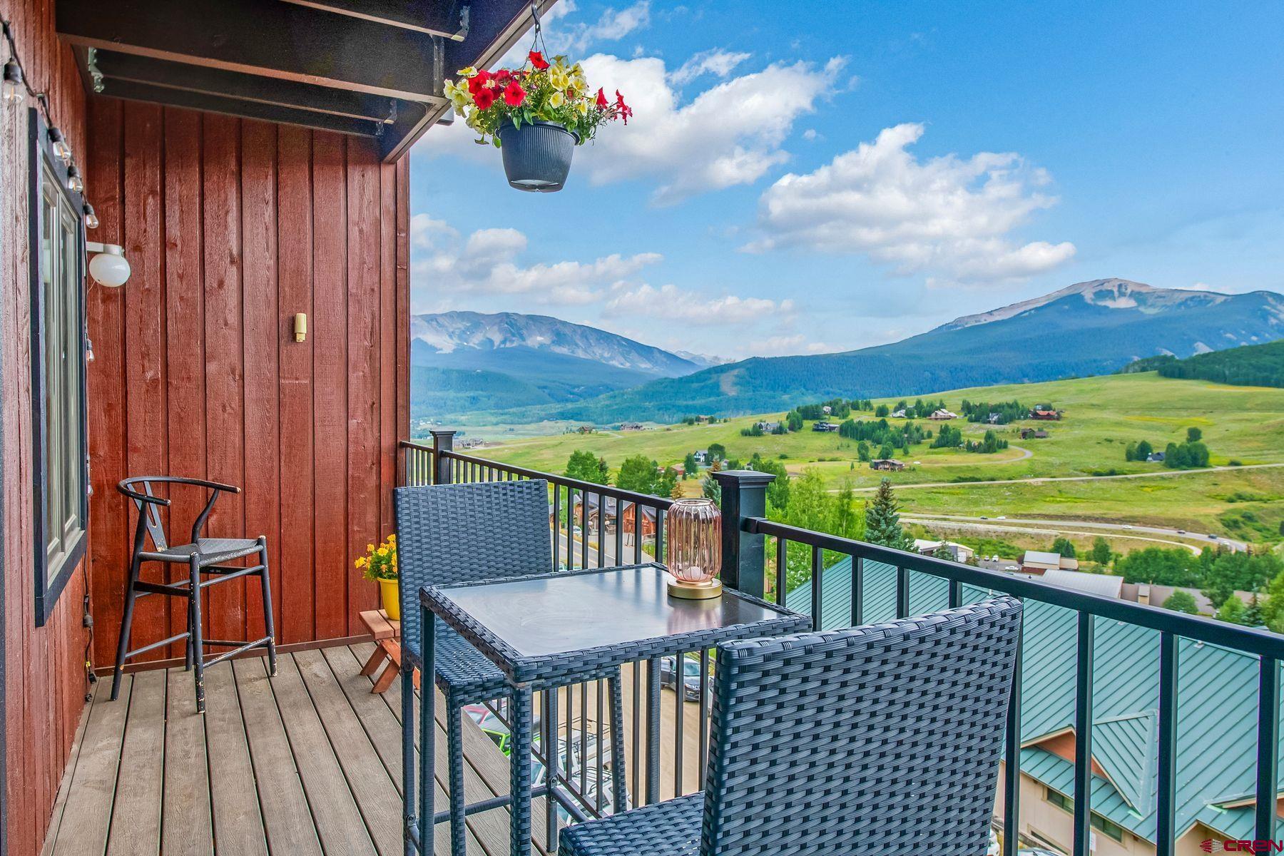 32 Hunter Hill Road, Unit B204 Crested Butte, CO 81225 - Photo 23 of 33 a view of a balcony with an outdoor seating