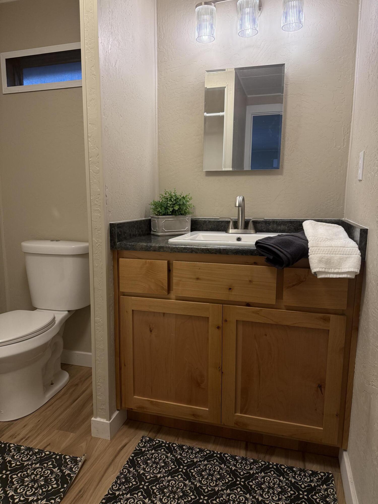 355 Colver Road, Unit 48 Talent, OR 97540 - Photo 6 of 30 a bathroom with a toilet a sink and a mirror
