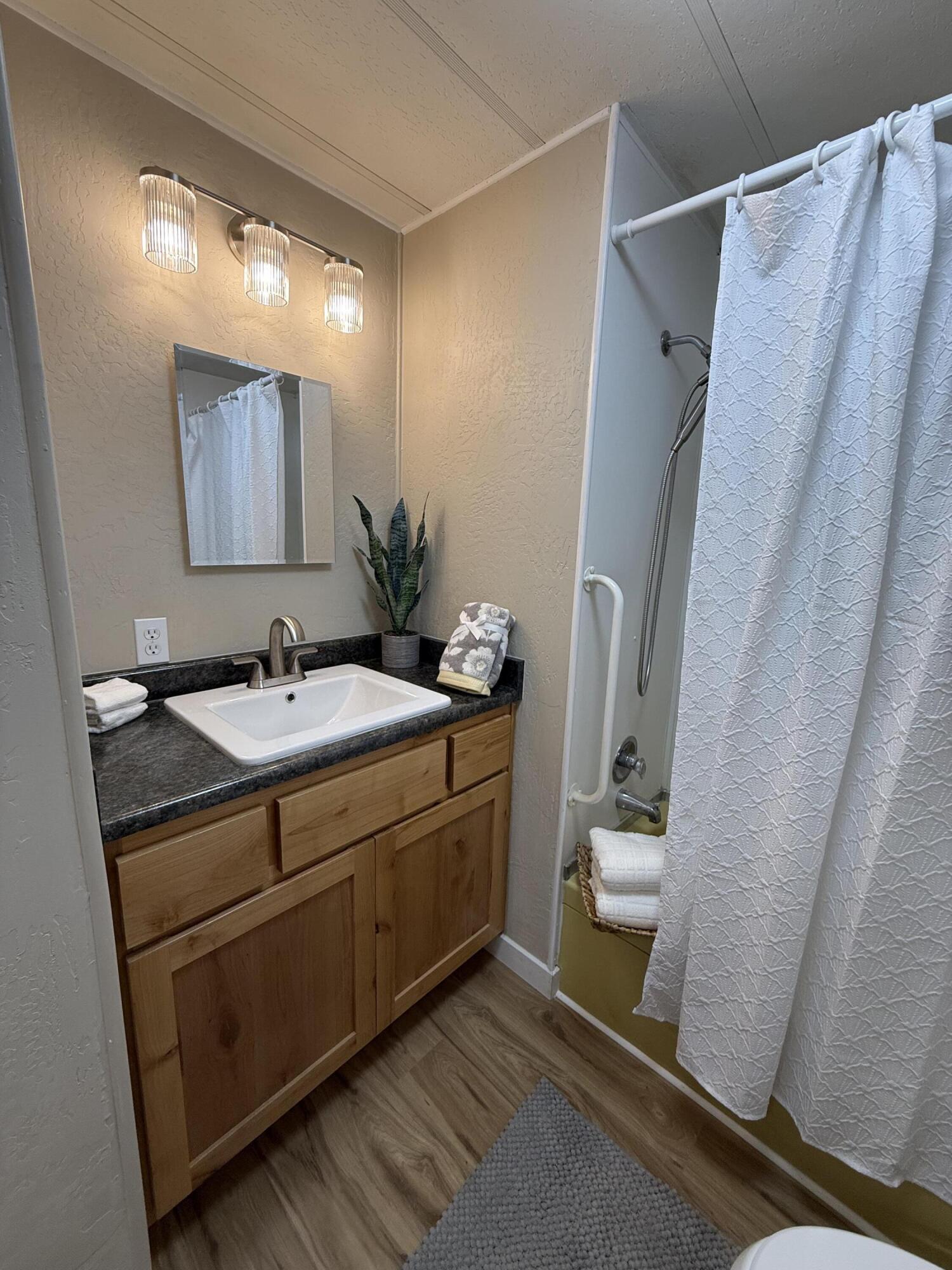 355 Colver Road, Unit 48 Talent, OR 97540 - Photo 7 of 30 a bathroom with a sink and mirror with toilet