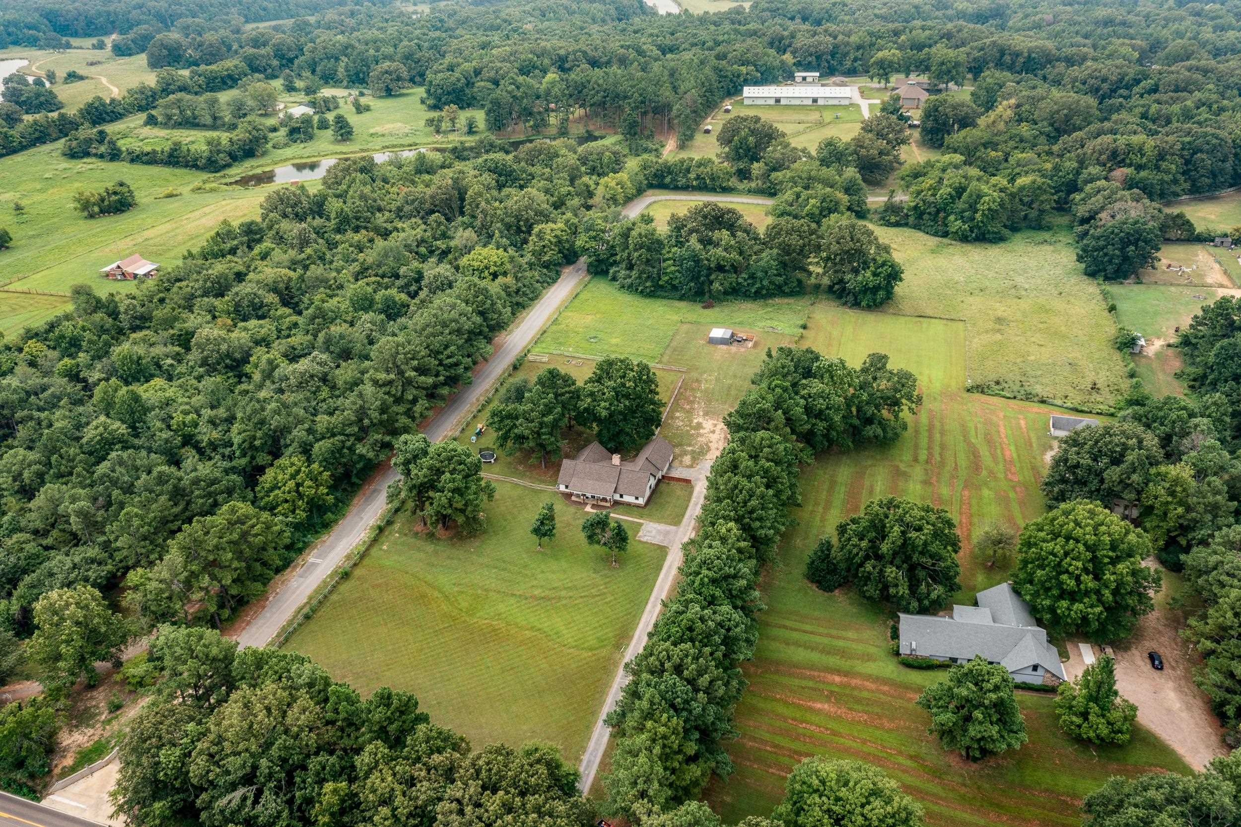 Aerial view with a rural view