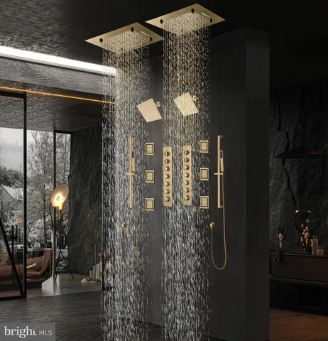 a close view of bathroom with shower