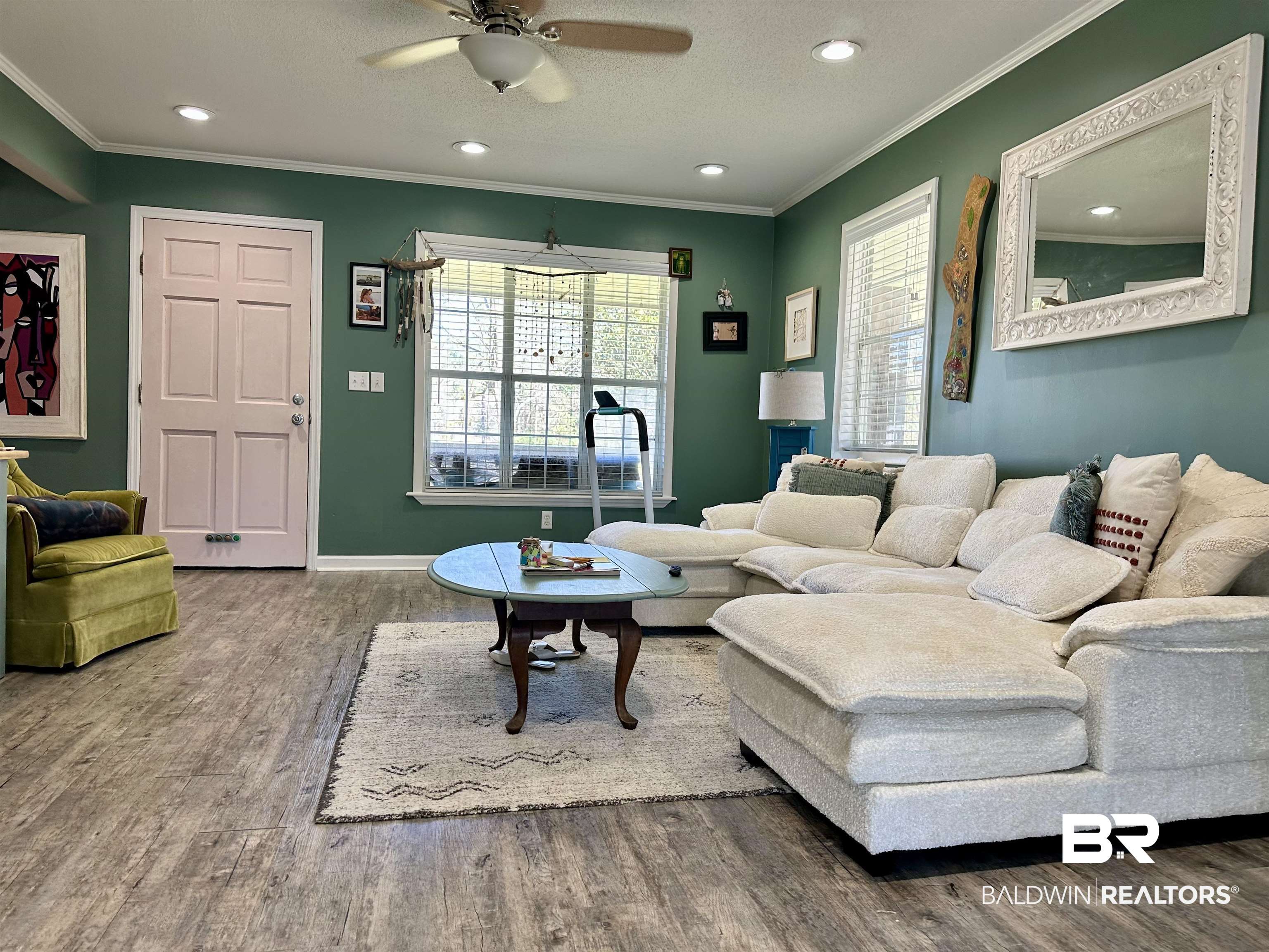 120 McGougin Road Brewton, AL 36426 - Photo 2 of 21 Living area with recessed lighting, crown molding, and wood finished floors