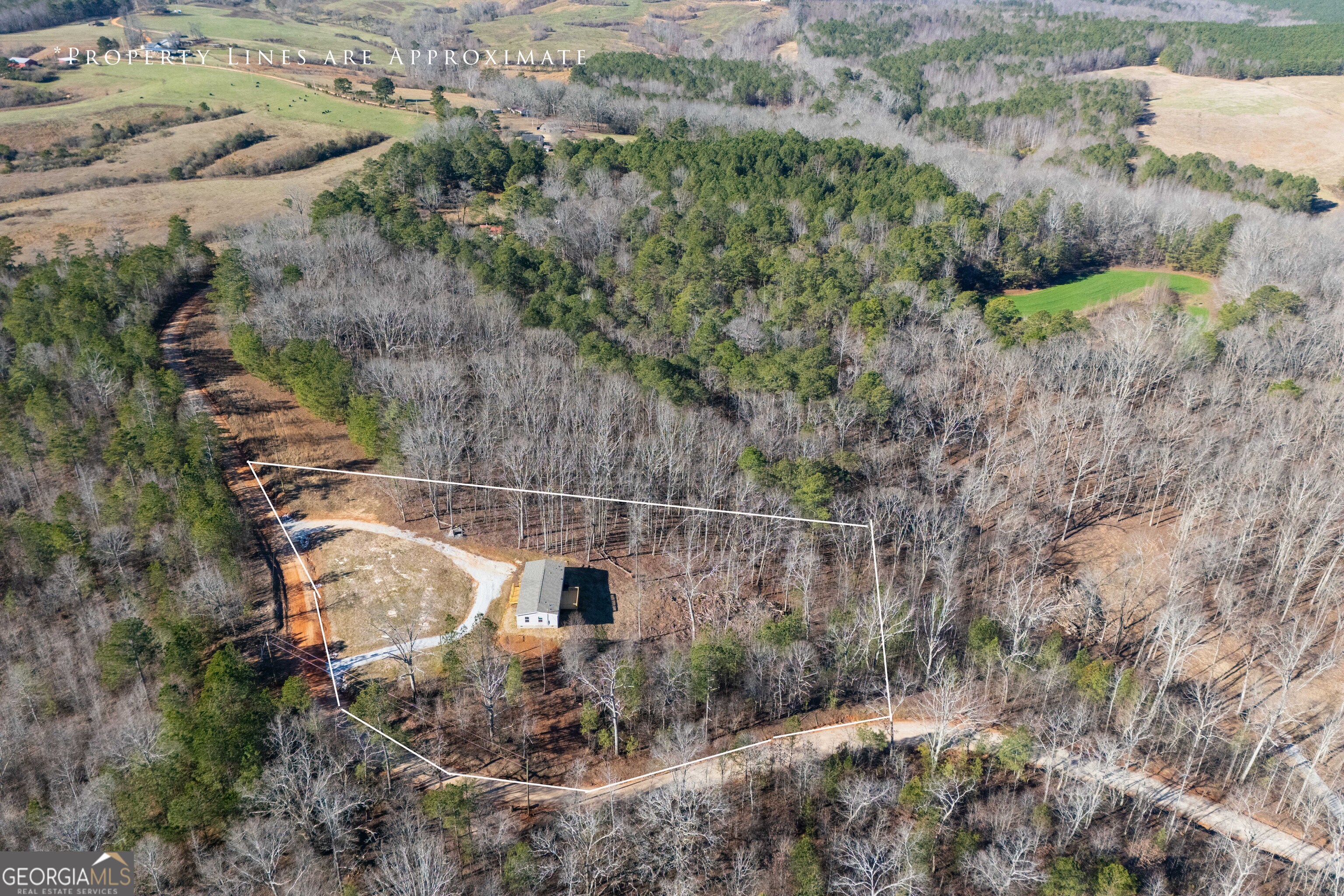 543 Hall Road Franklin, GA 30217 - Photo 9 of 50 an aerial view of a house with a yard