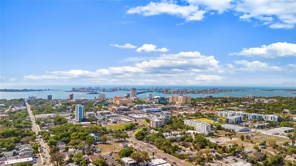 an aerial view of a city