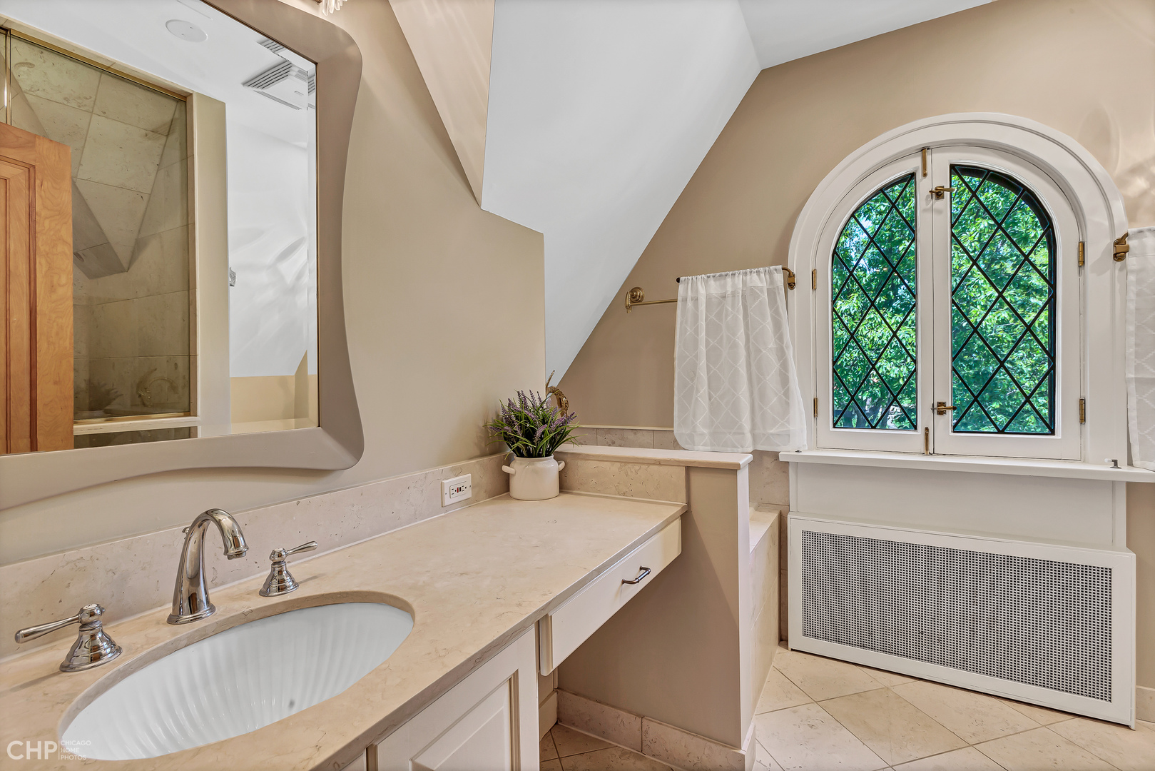 297 Scottswood Road Riverside, IL 60546 - Photo 23 of 29 a bathroom with a granite countertop sink and a mirror