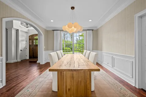 a table and chairs in a room