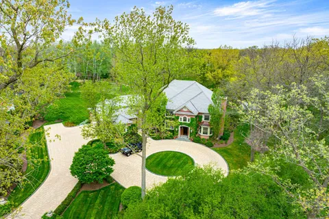 an aerial view of a house
