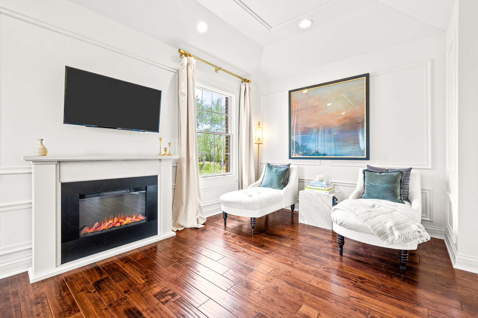 1230 Conway Road Lake Forest, IL 60045 - Photo 37 of 78 a living room with furniture fireplace and flat screen tv