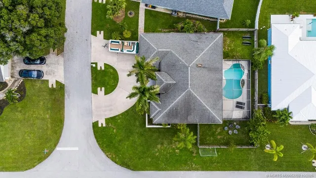 an aerial view of a house