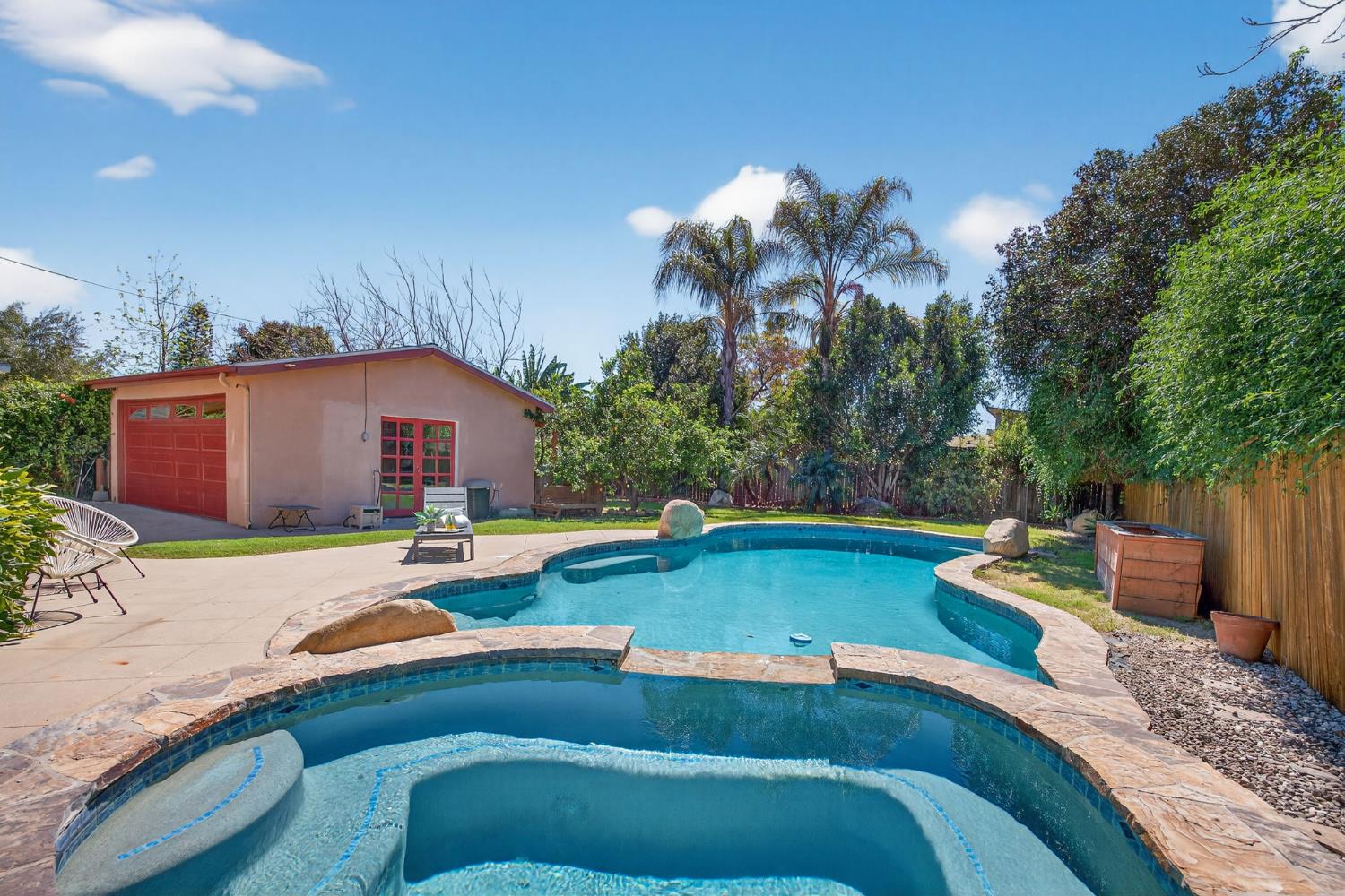 1054 Fairview Road Ojai, CA 93023 - Photo 29 of 33 a swimming pool with outdoor seating and yard