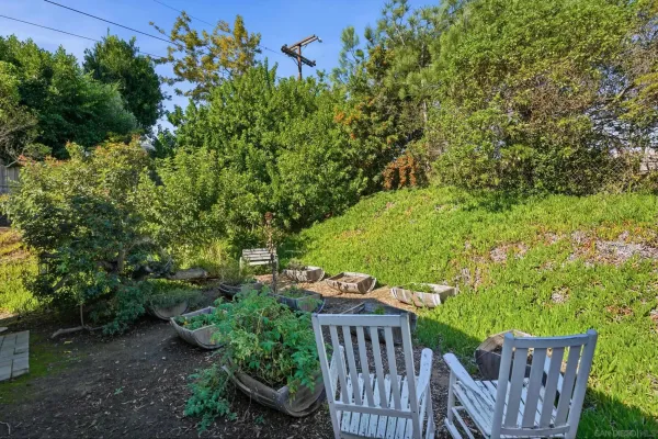 a view of an outdoor sitting area with a table