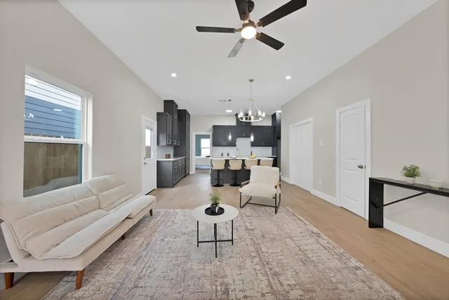 a living room with furniture