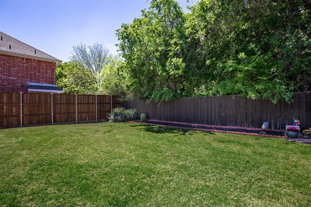 6425 Radslow Drive Frisco, TX 75035 - Photo 30 of 34 Grassy backyard with tree lined fence.