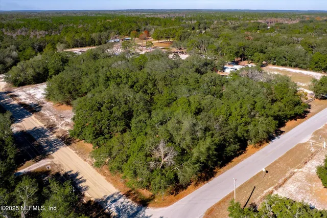a view of a lush green field with mountains in the background