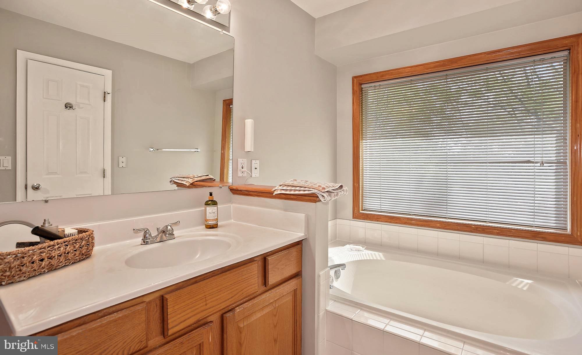 12062 Edgemere Circle Reston, VA 20190 - Photo 15 of 29 a bathroom with a granite countertop sink and a bathtub