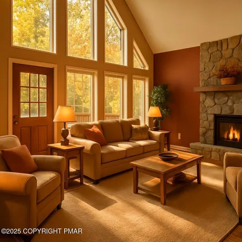 a view of an empty room with a fireplace