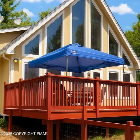 a view of wooden deck