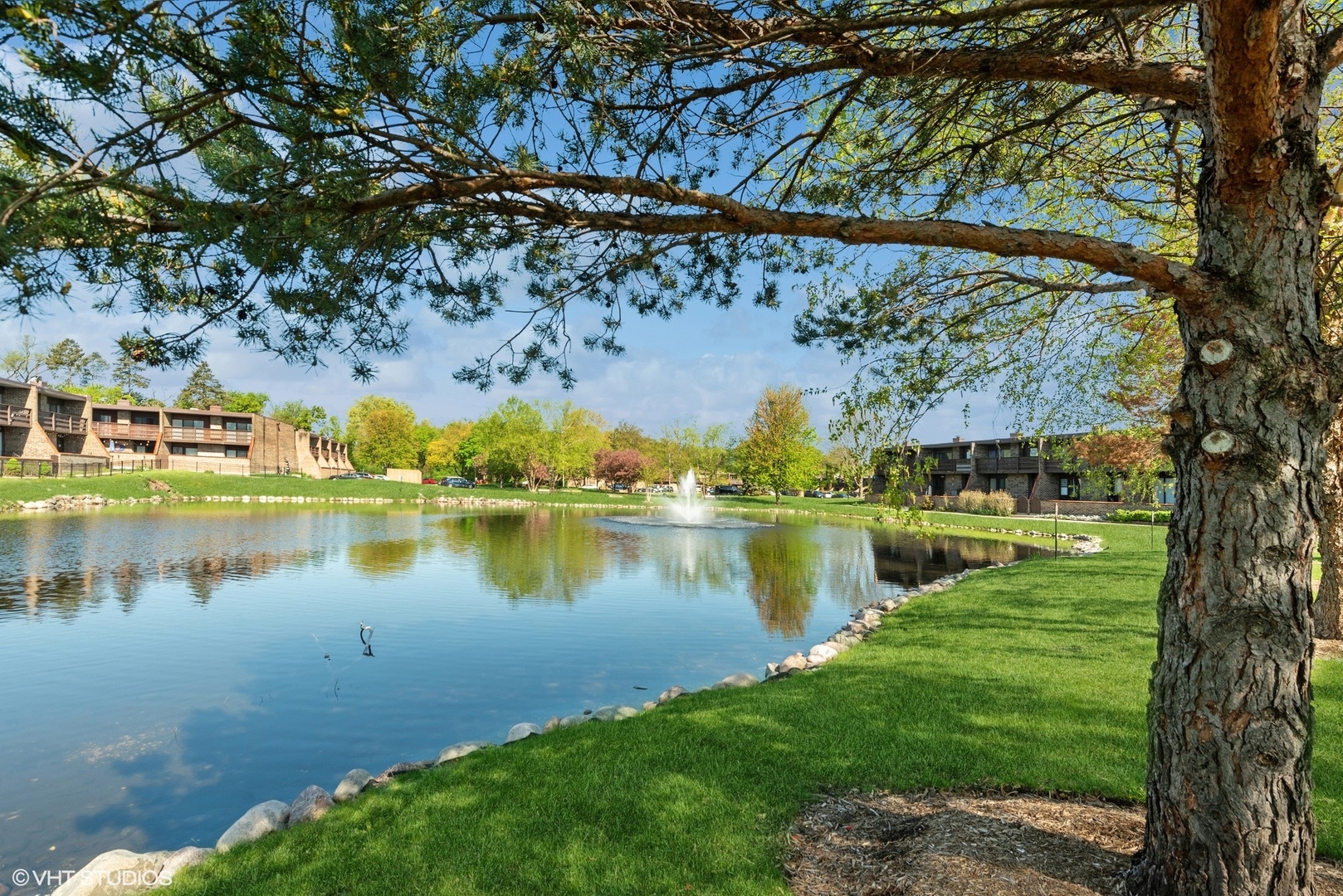 1605 Kenneth Circle, Unit 1605 Elgin, IL 60120 - Photo 9 of 12 a view of a lake with a yard and a large tree
