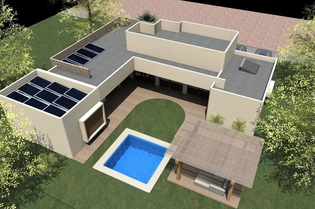 a view of an house with backyard space and porch