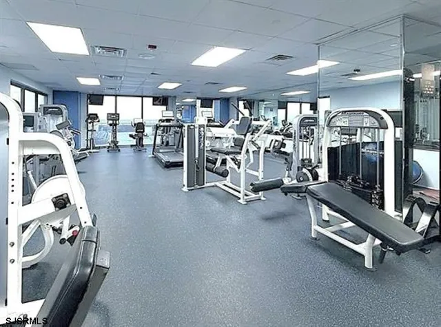 a view of a room with gym equipment