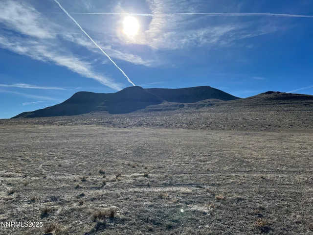 a view of a dry yard with mountain