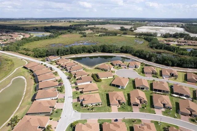 an aerial view of swimming pool and outdoor space