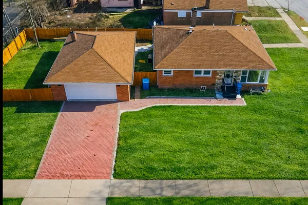 an aerial view of a house