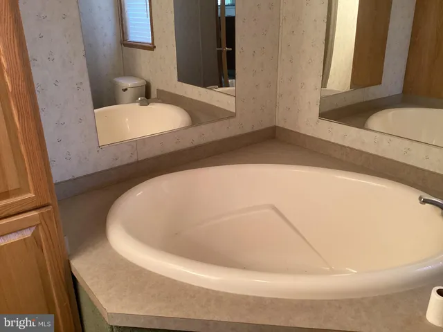 a bathroom with a bathtub