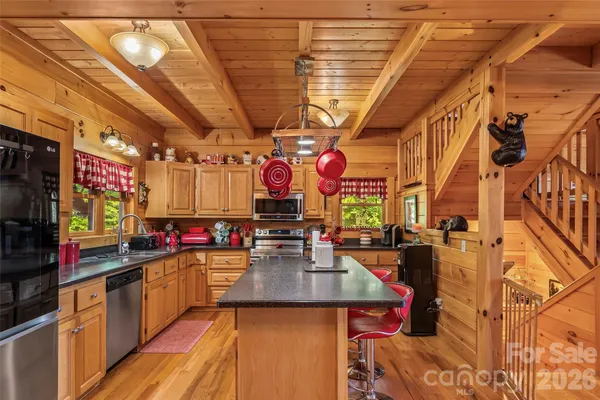 a kitchen with lots of counter top space
