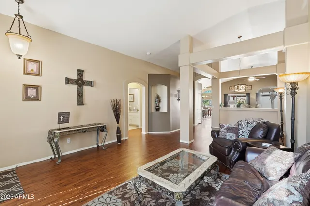 a living room with furniture