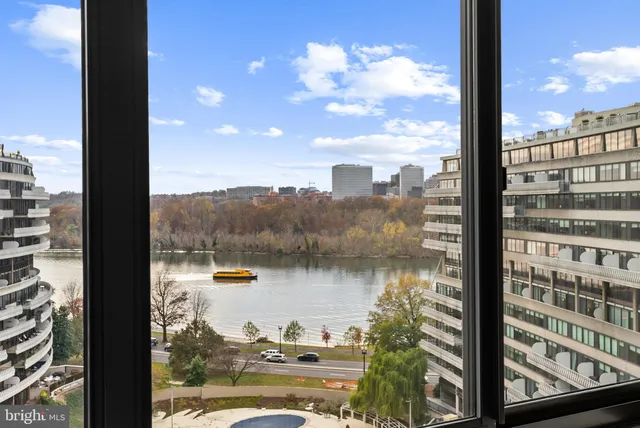 a view of a lake from a window
