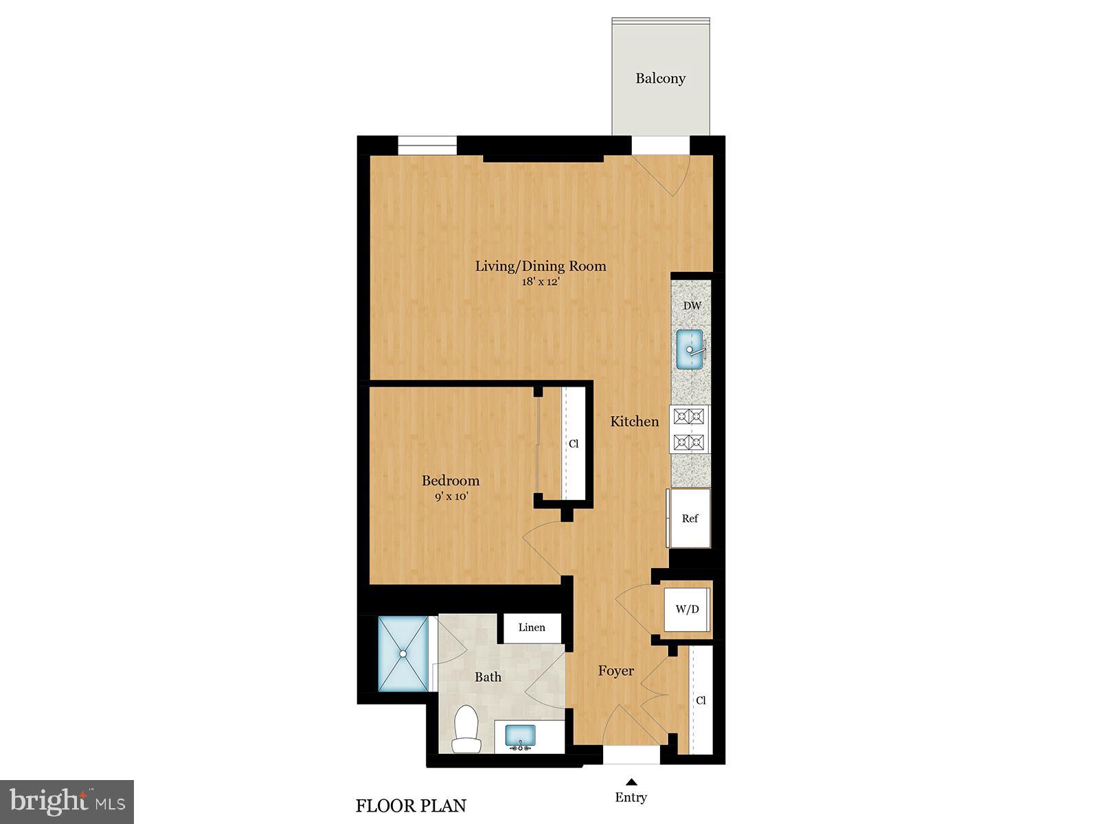 1324 E Street Southeast, Unit 203 Washington, DC 20003 - Photo 27 of 27 Floor plan -- approx. 570 sq ft