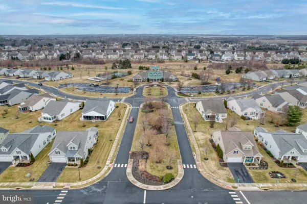 an aerial view of a swimming pool