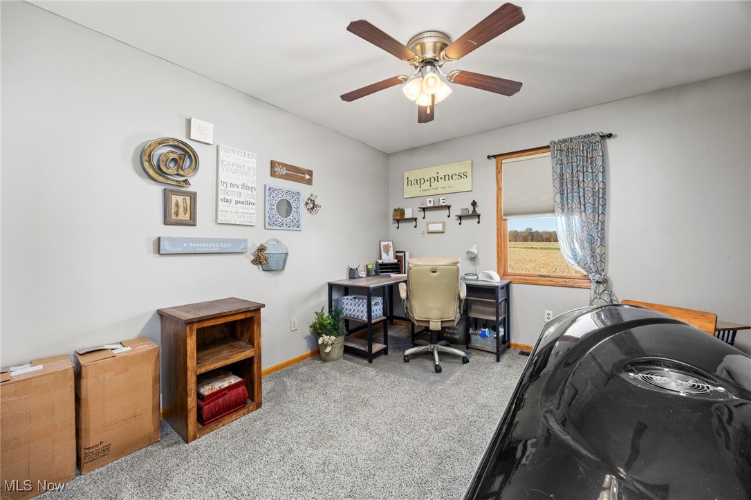 11827 Stratton Road West Salem, OH 44287 - Photo 28 of 47 Office with light carpet and a ceiling fan