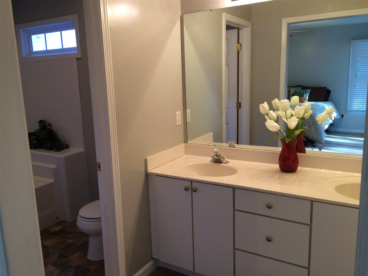 515 Windcrest Road Durham, NC 27713 - Photo 11 of 15 Double vanity in master bath is separate from tub/toilet area.