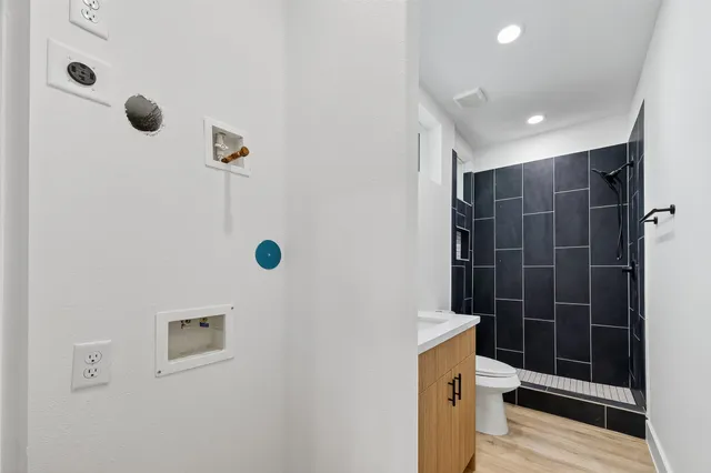 a bathroom with a shower