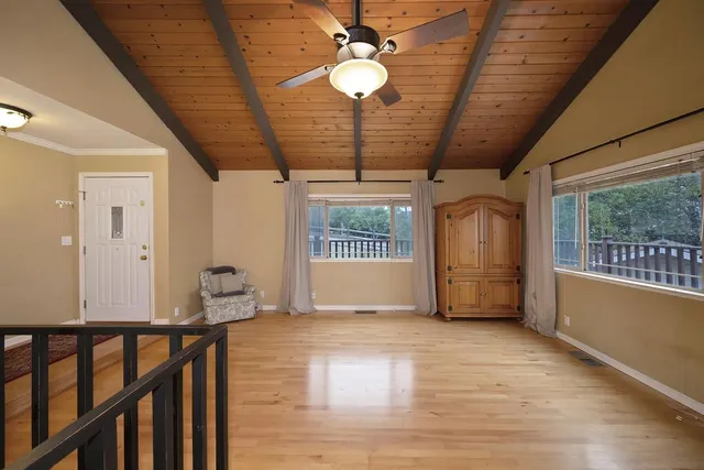 a view of an empty walk in closet