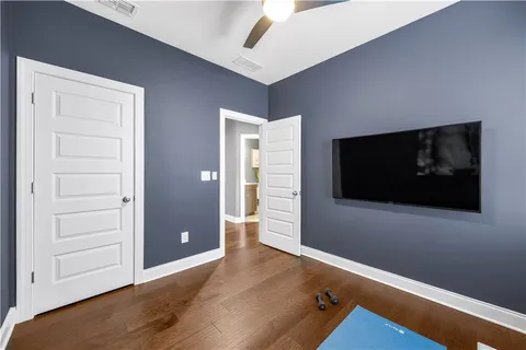 a view of entryway with wooden floor