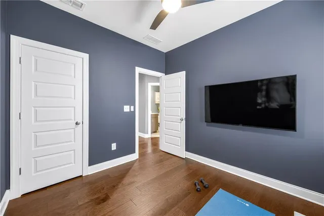 a view of entryway with wooden floor