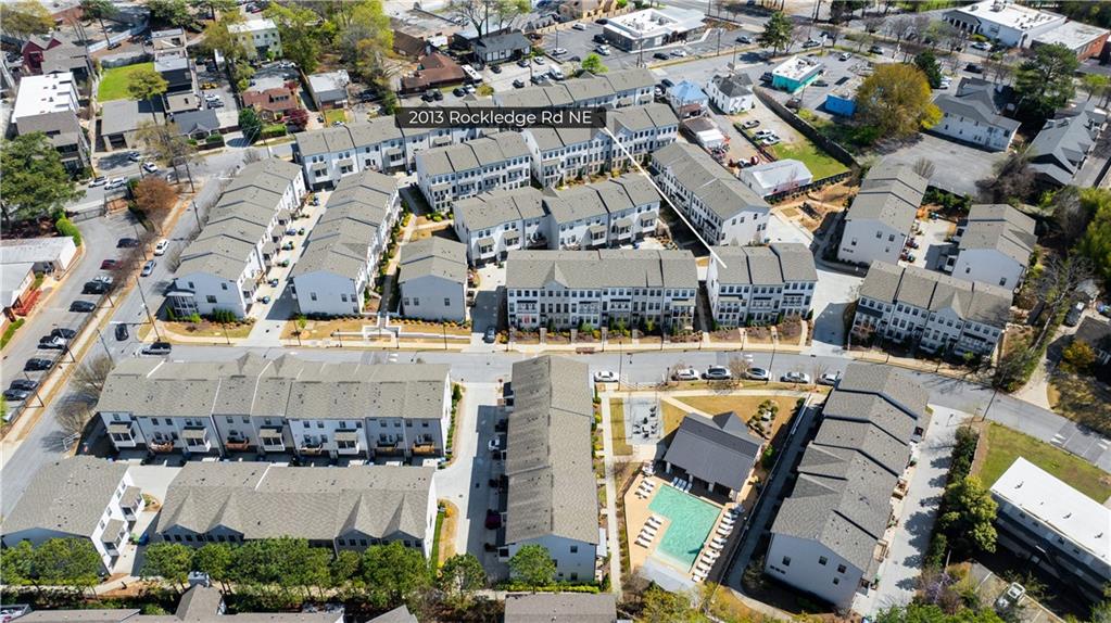 2013 Rockledge Road Northeast Atlanta, GA 30324 - Photo 47 of 50 an aerial view of a building with parking